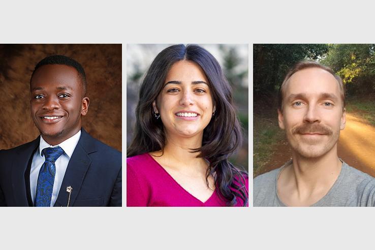 Headshots of DEDP alumni Chuka Ezeoguine, Helena Wajnman Lima, and Tomáš Dulka.