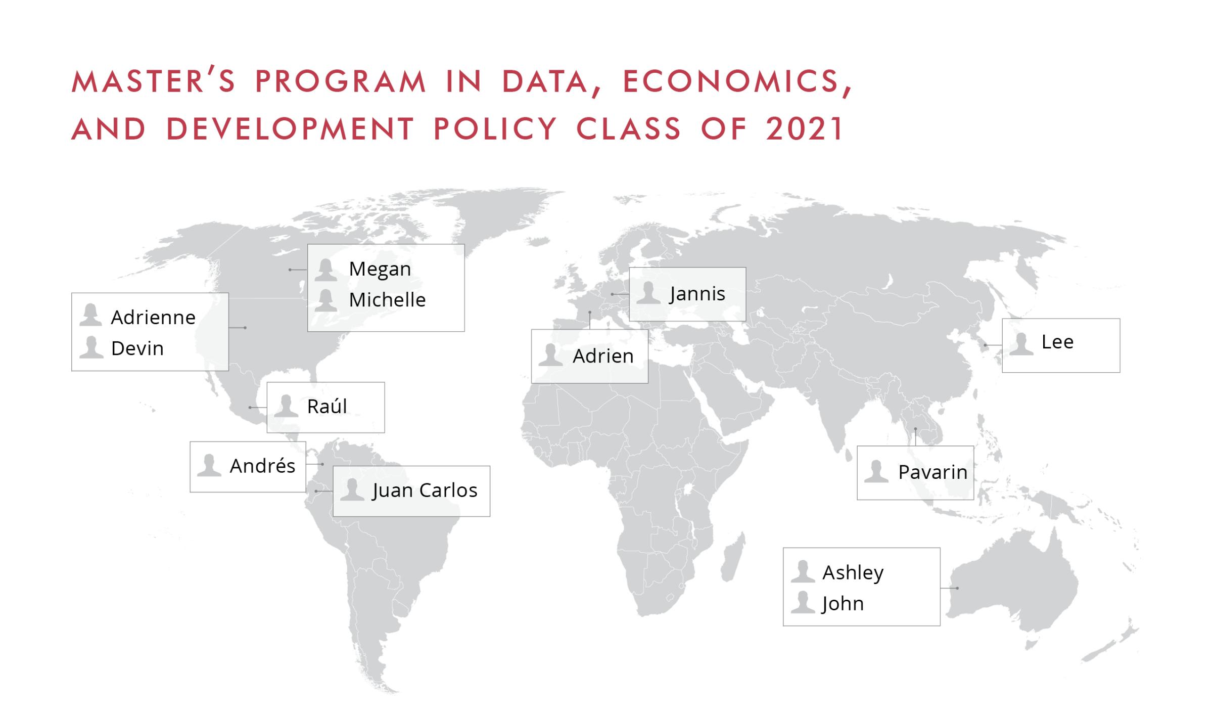 Map of home countries of 2021 DEDP students