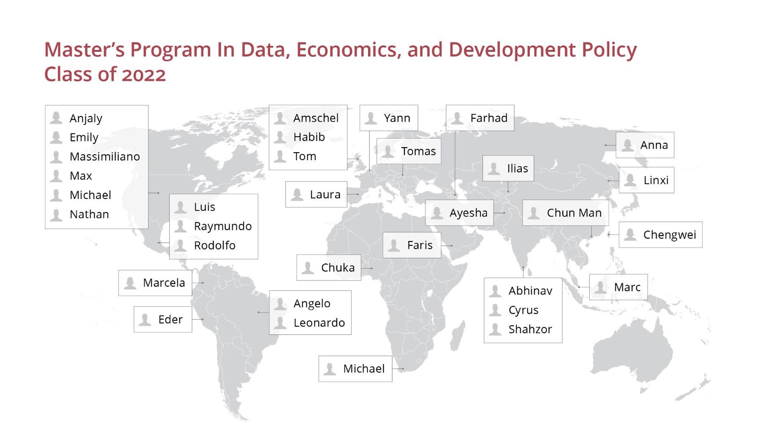 Map of home countries of 2022 DEDP students